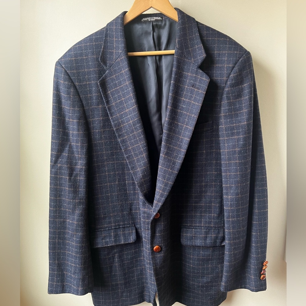 WOOLRICH Vintage Plaid Navy Blazer Sports Coat Jacket Wool Academia Preppy 43L